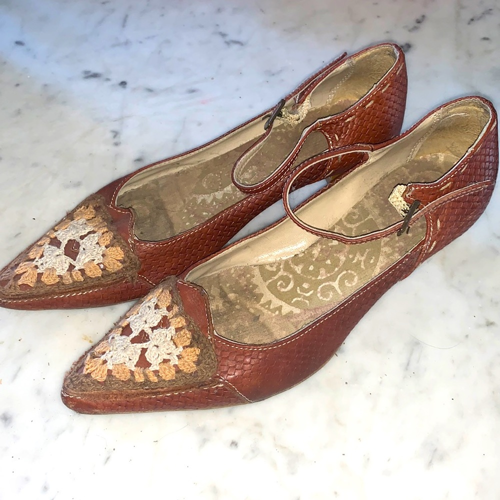 Boho kitten heels